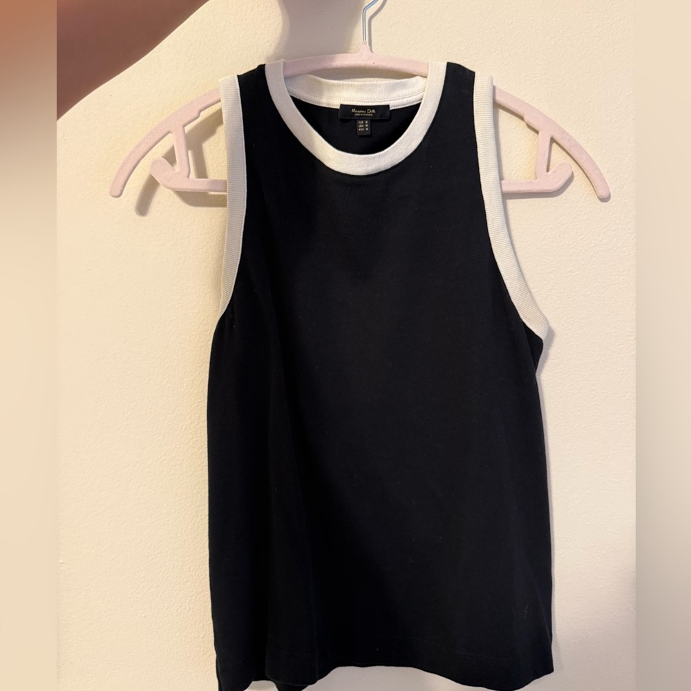 Massimo Dutti Black Tank Top with White Trim